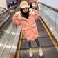 Girls' Windproof Coat Winter Mid-length Thick Warm Quilted Jacket Children's Korean Jacket