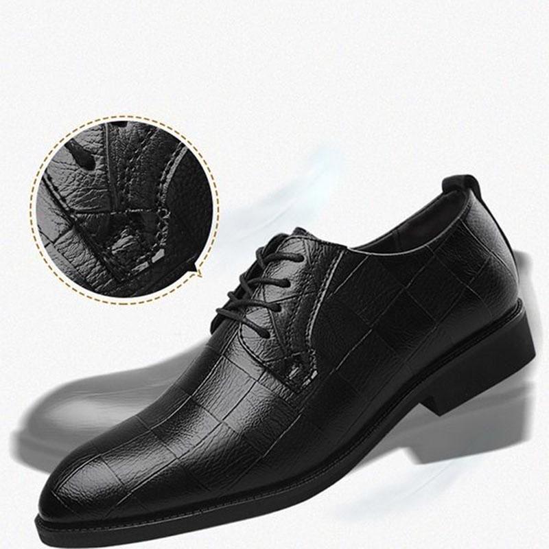 Pattern Wedding Men Dress Shoes Genuine Leather Business Men Formal Shoes