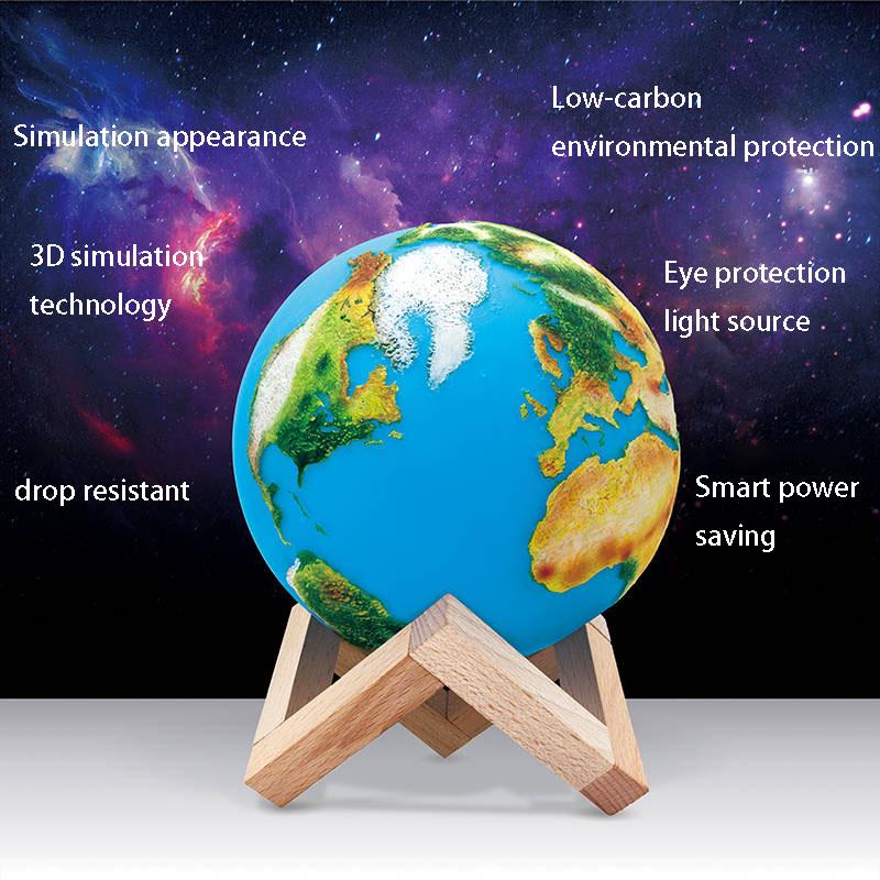 3D Painted Earth Table Lamp Living Room Bedroom Study Desk Lamp Birthday Gift Bedside Lamp