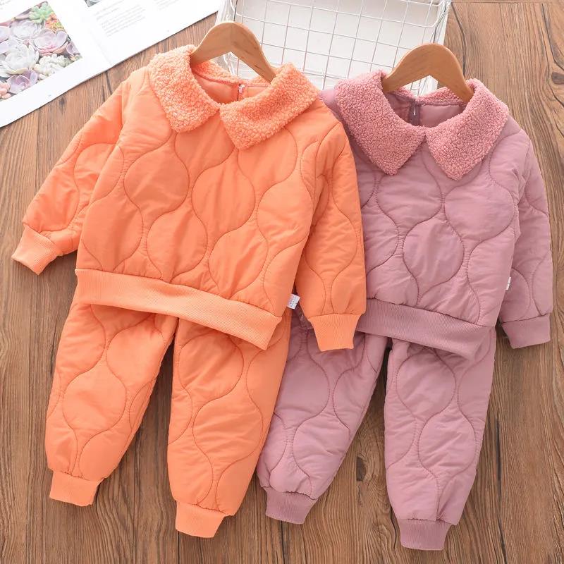 Children's Cotton Suit Autumn and Winter Children's Fashion Children's Clothing Men and Women Baby Quilted Two-piece Suit