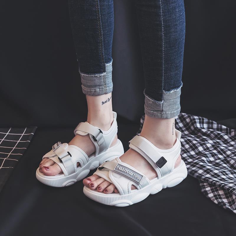 Sandals Female Fairy Wind Summer Students Korean Version of All-match Flat-soled Sneakers Bear Bottom