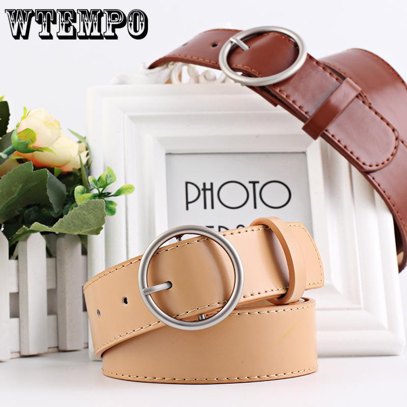 Leather Belt Women Leather Vintage Casual Waist Belt Ring Pin Buckle