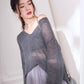 Pofulove Mohair Sweater Hedging Thin Perspective Sexy Lady Hollow Long-sleeve Bottoming Knitwear