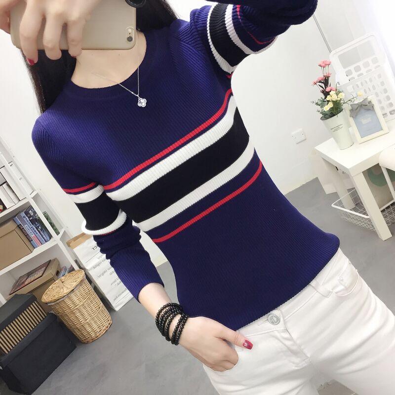 Women'S Knitted Petal Collar Shirt Elastic Bottoming Turtleneck Sweater