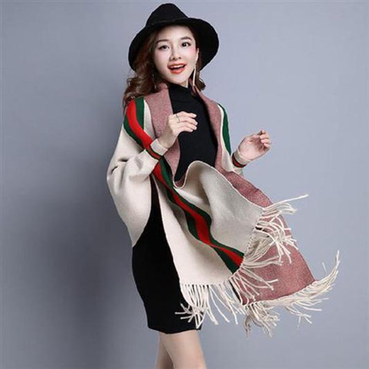 Women's Knitted Cardigan Autumn and Winter Tassel Mid-length Loose Sweater