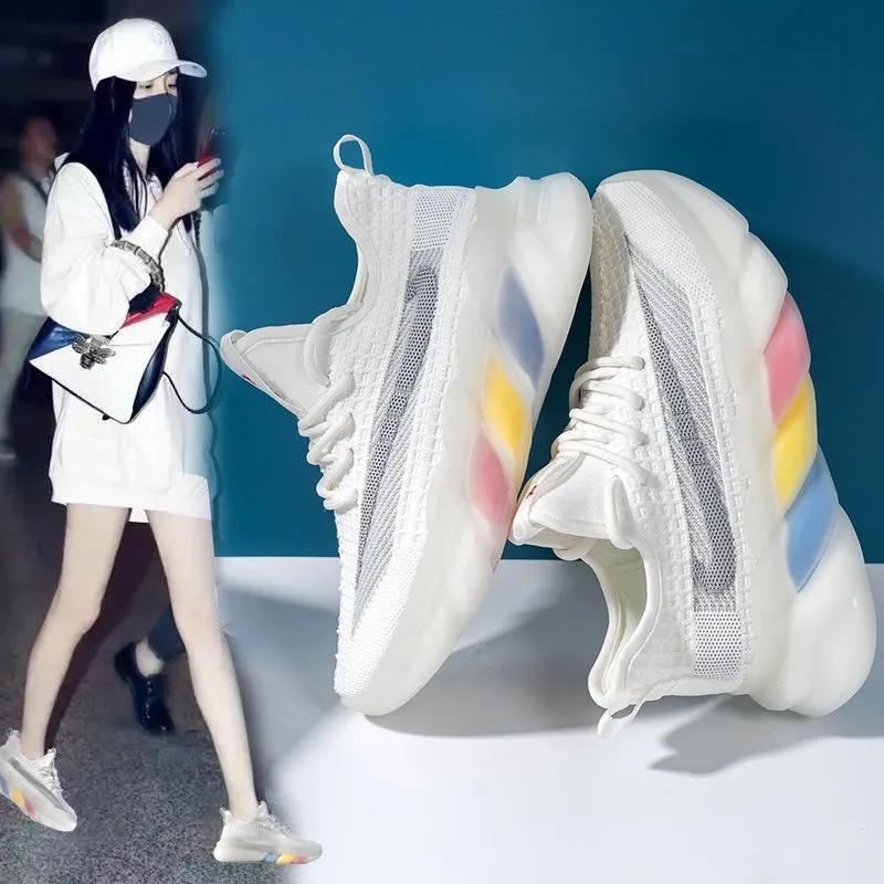Women's Flying Woven Sneakers Summer Breathable Mesh Thin Lightweight Jelly-soled Coconut Shoes Casual Shoes