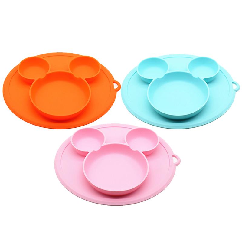 WTEMPO Baby Safe Silicone Dining Plate Bpa Free Solid Children Dishes Suction Baby Training Tablewar