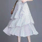 Printed Pattern Half-length Skirt Summer Floral Irregular Ruffled Wild A-line Super Fairy Cake Skirt Female Cute Skirt Fabric Light and Breathable