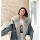 Parker Overcome Women's Detachable Imitation Fox Large Fur Collar Plush Liner Short Faux Fur Jacket Women's Warm Loose Large Size Cotton Jacket