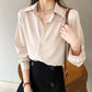 Loosely Stacked White Shirts Are Thin Design Niche Tops Chiffon Shirts Women's Summer Work Wear Stand-up Collar Casual Shirts