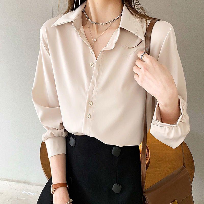 Loosely Stacked White Shirts Are Thin Design Niche Tops Chiffon Shirts Women's Summer Work Wear Stand-up Collar Casual Shirts