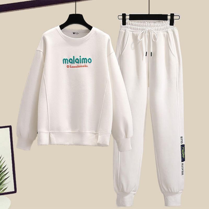 Suit Early Spring Sports Sweater Suit Women's Solid Color Style Western Style Age-reducing Sweatpants Two-piece Set Women