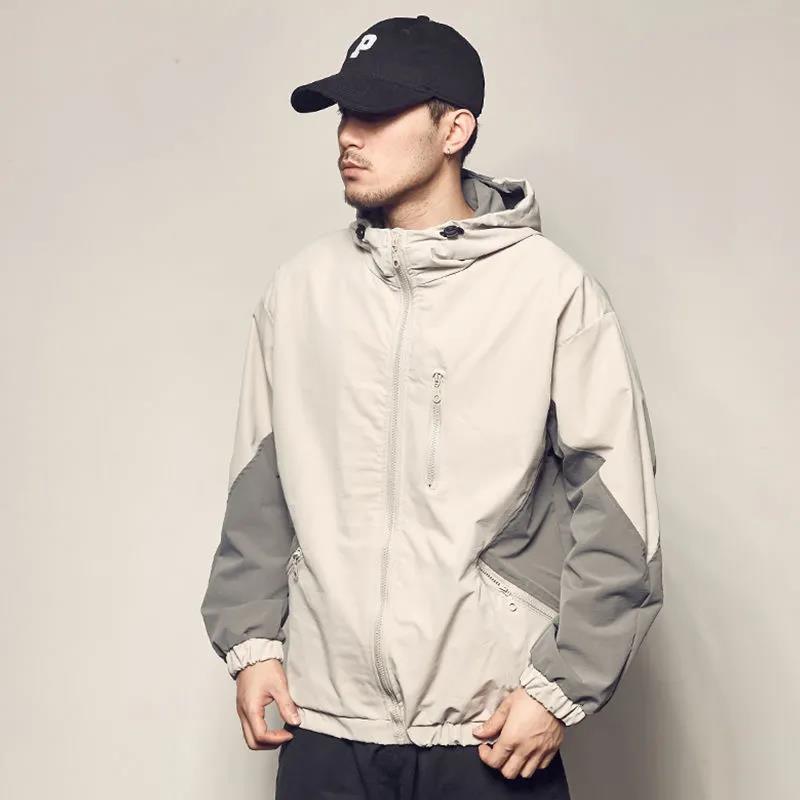 Spring and Autumn New Men's Working Jacket Color Hooded Underwear Loose Leisure Jacket