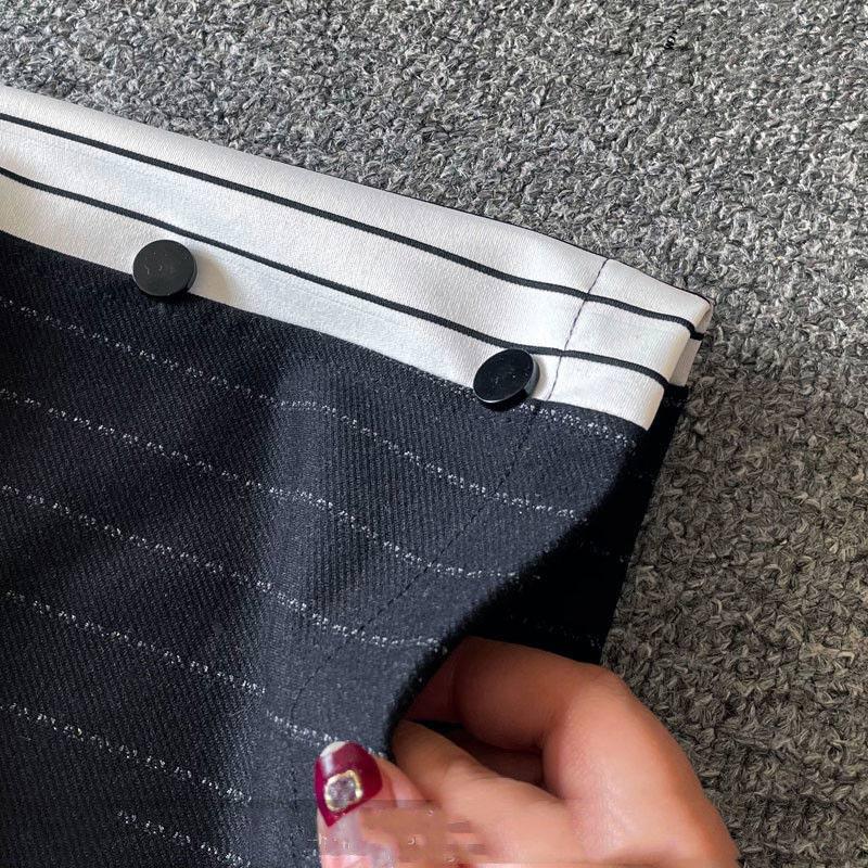 Thin Summer Fashion Trend Loose Straight Mopping Trousers Stitching Striped High Waist Wide Leg Casual Pants Women