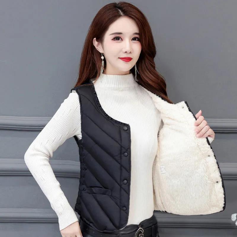 Winter Ladies  Vest Jacket Fashion Glossy Down Cotton Sleeveless Jacket Thicken Warm Winter Vest