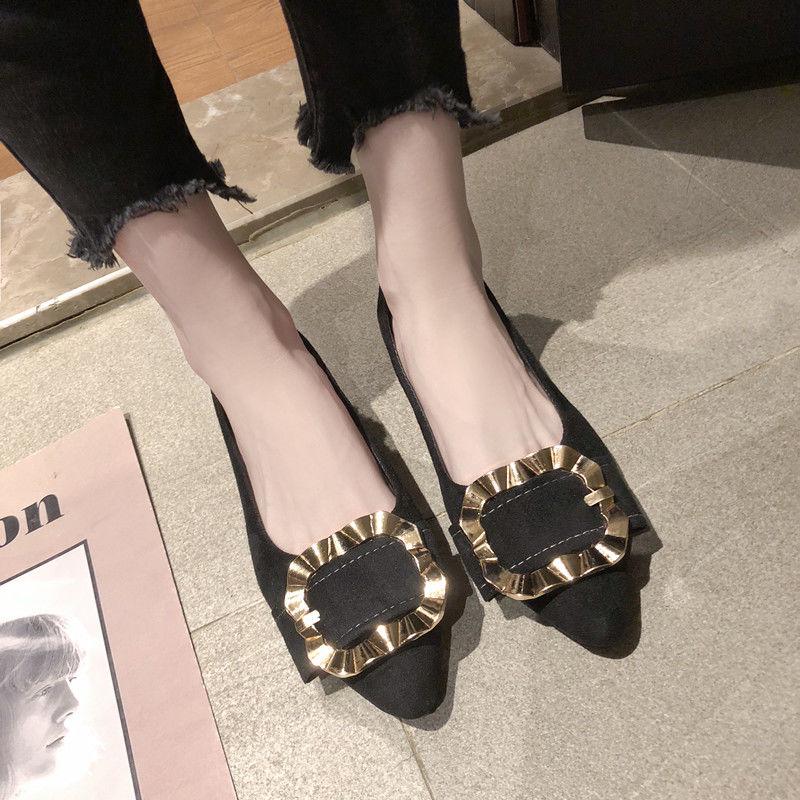 Temperament Pointed Toe Single Shoes Women Flat Shoes Peas Shoes Soft Sole Casual Single Shoes Comfortable Work Shoes
