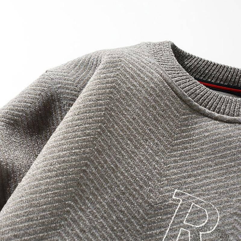 Men's Sweater Plus Velvet Thickening Autumn and Winter Loose Trend Sweater All-match Round Neck Sweater