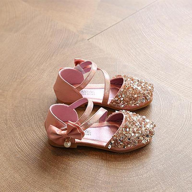Children Sandals Girl Princess Shoes for Girls Glitter Bowtie  Sandals Dress Party Shoe Size 21-36