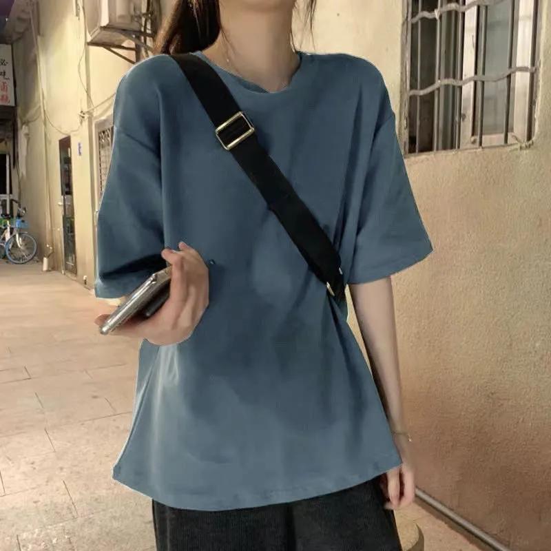 Cotton Short-sleeved T-shirt Women's Summer Loose Student Korean Version Top Girl's Solid Color Ins Half-sleeve Short Sleeve Womens T-Shirts