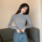 Women's Solid Color Half Turtleneck Pullover Bottoming Shirt Slim Fit Versatile Sweater