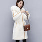 Winter Faux Woolen Coat Women's Long Thick Warm Hooded Coat Slim Plus Size Overcoat with Faux Mink Fur Collar
