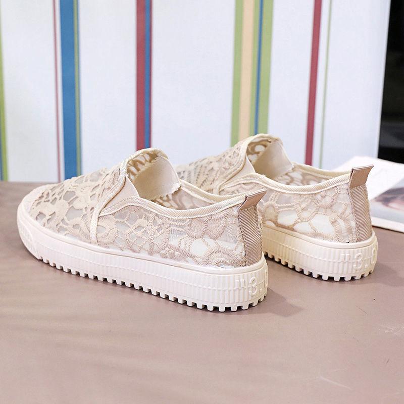 Fisherman Shoes Women Spring Summer All-match Casual Flat Shoes Lace Mesh Lazy Foot Driving Shoes