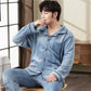 Autumn and Winter Men's Pajamas Thickened Plus Velvet Warm Pajamas Men's Long-sleeved Home Wear Plus Size
