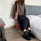 Half-length Skirt Mid-length Winter All-match Knitted A-line Skirt Female Korean Version of The Thin Sweater To Keep Warm One-step Skirt
