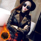 Autumn and Winter Leather Jacket Black Motorcycle Leather Jacket Short PU Leather Jacket for Women