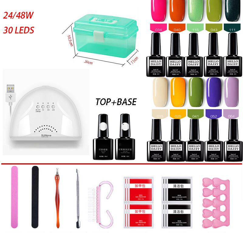 Gel Polish Nail Art Manicure Tools Kit UV LED Nail Lamp Dryer Nail Set Kit Gel Varnish Set