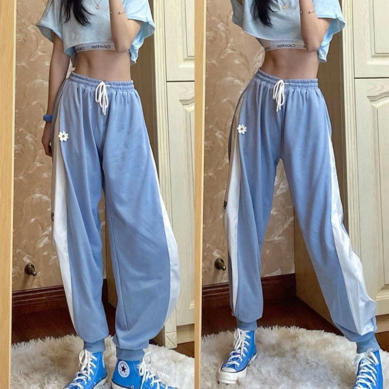 Small Daisy Loose High-waisted Trousers Female Korean Student Wide-leg Leggings Pants Slimming Sports Casual Pants