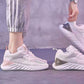 Women Sport Shoes Lace-Up Rubber Mesh Round Cross Straps Flat Sneakers Running Shoes Casual Shoes