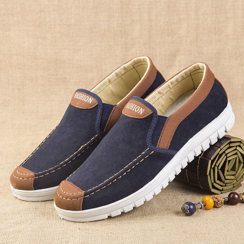 Old Beijing Cloth Shoes Men's Breathable Casual Shoes Dad Shoes Spring Soft Bottom Deodorant New One-legged Lazy Canvas Shoes