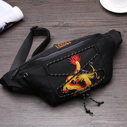 Waist Bag Men Portable Large Capacity Embroidered Chest Bag Shoulder Bag Outdoor Sports Shoulder Bag