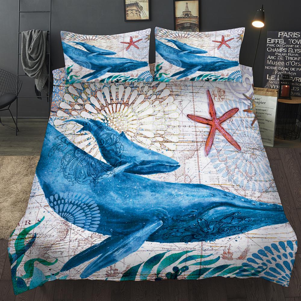 Dolphin Cover Ocean Coverlet Doona Cover Mandala Romantic Soft  AU Double, AU King