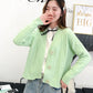 Spring and Autumn Knitted Cardigan Sweater College Style Short Loose Top Fashion Simple Female Jacket