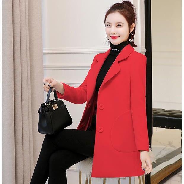 Women Coat Ladies Casual Wool & Blend Solid Color Turn-down Collar Warm Top Mujer Streetwear Outwear