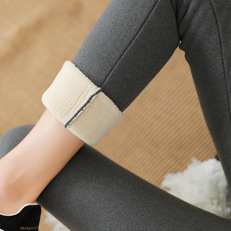Autumn and Winter Trousers Women Plus Velvet Leggings Outer Wear Thick High Waist Thin Foot Trousers Cotton Trousers Warm Pants