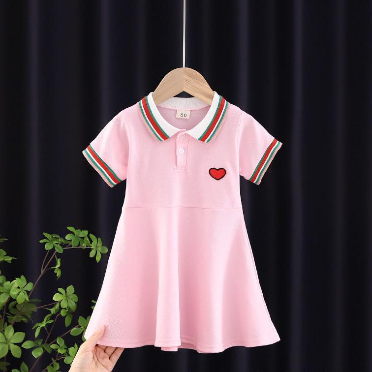 Summer Baby Girls Casual Clothes Dress Cherry Print Short Sleeve Dress Kids Toddler Pageant Dresses