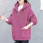 Lamb Velvet Sweatershirt Women's Autumn Winter Loose Cardigan Long-sleeved Hooded Thick Coat Solid Color Zipper Jacket Top