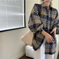 Layered Plaid Shirt Women's Spring and Autumn Retro Loose and Lazy Style Shirt Coat