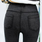 Fleece Thickened Imitation Jeans Women's Winter Bottoming Outer Wear Warm Pencil Feet Pants Solid Color High-waist Leggings