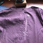 Violet Print Back Cotton and Linen Dress Women Spring and Summer V-neck  1/2 Sleeve Ethnic Style Solid Color Large Size Dress