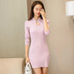 Winter China Style Traditional Buckle Bottom Sweater Dress Sexy Slim Knitted Skirt Bodycon