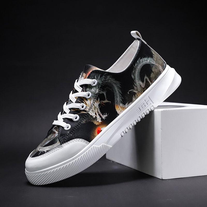 Chinese style canvas shoes for men Board shoes Men's trendy graffiti personality casual shoes
