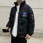 Men's Winter Down Jacket Plus Size PU Leather Camouflage Jacket Streetwear Coat Stand Collar Solid Color Casual Jackets Warm Thick Black Clothing