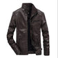 Stand-up Collar Leather Jacket Men's Large Size Young and Middle-aged Autumn and Winter Explosive Leather Sense Jacket Plus Velvet Thickening