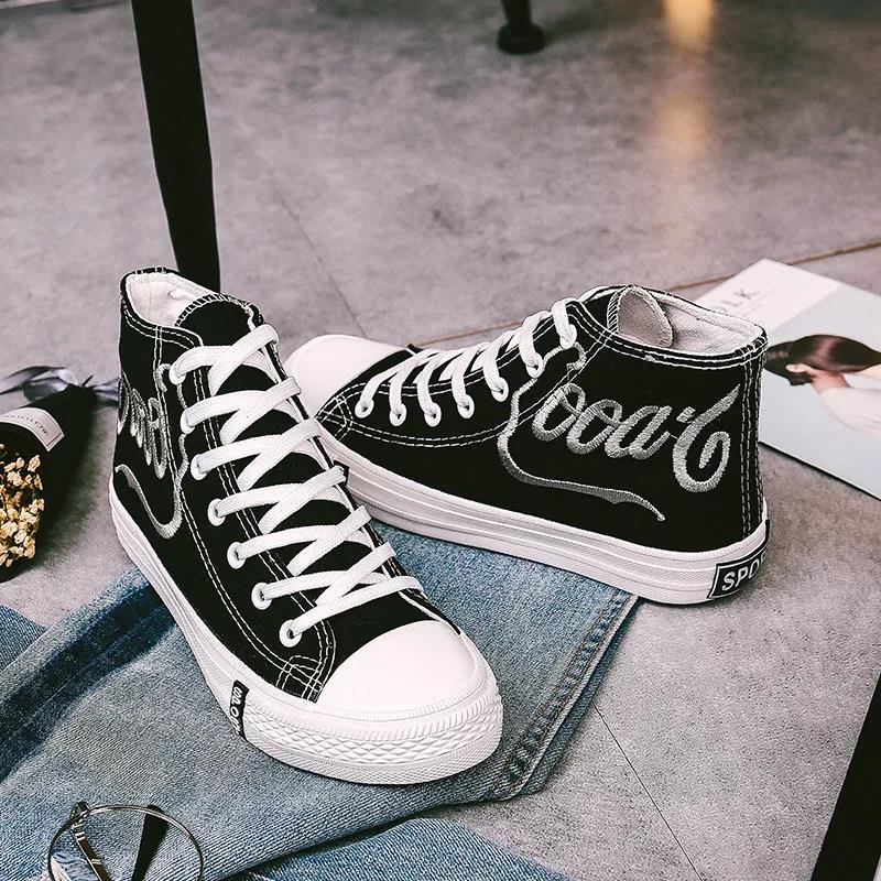 Student Women's Cloth Shoes Korean Canvas Shoes Embroidery Board High-top Shoes Women's Shoes White Shoes Women