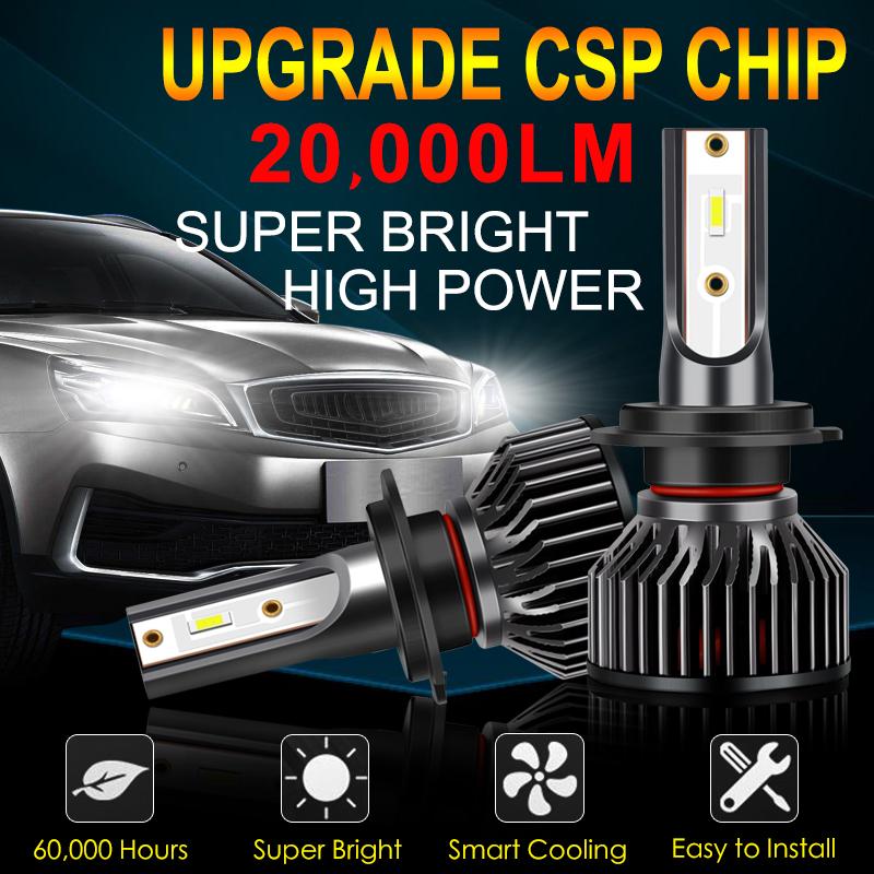 Super Bright Mini H4 H7 LED Car Headlight Bulbs 20000Lm Chip Auto H1 H11 LED Car Light H3 H8 HB3 HB4 9005 9006 6500K Auto Lamp 12V 24V 36V