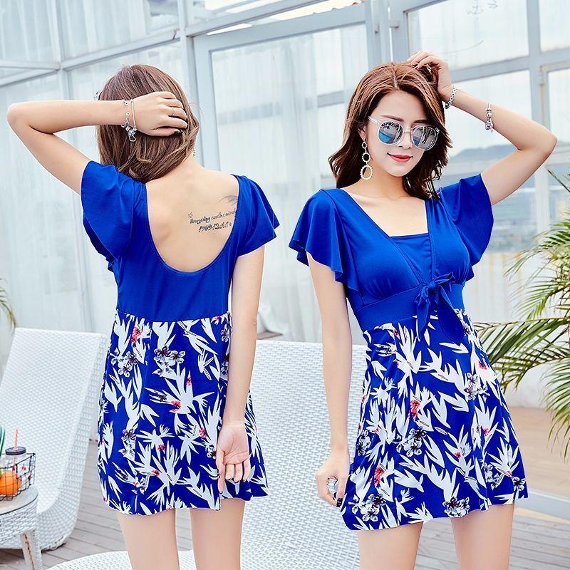 Swimsuit Large Size One-piece Cover Belly Slimming Loose Skirt One-Piece Swimsuit Vacation Beach Swimming Swimsuit